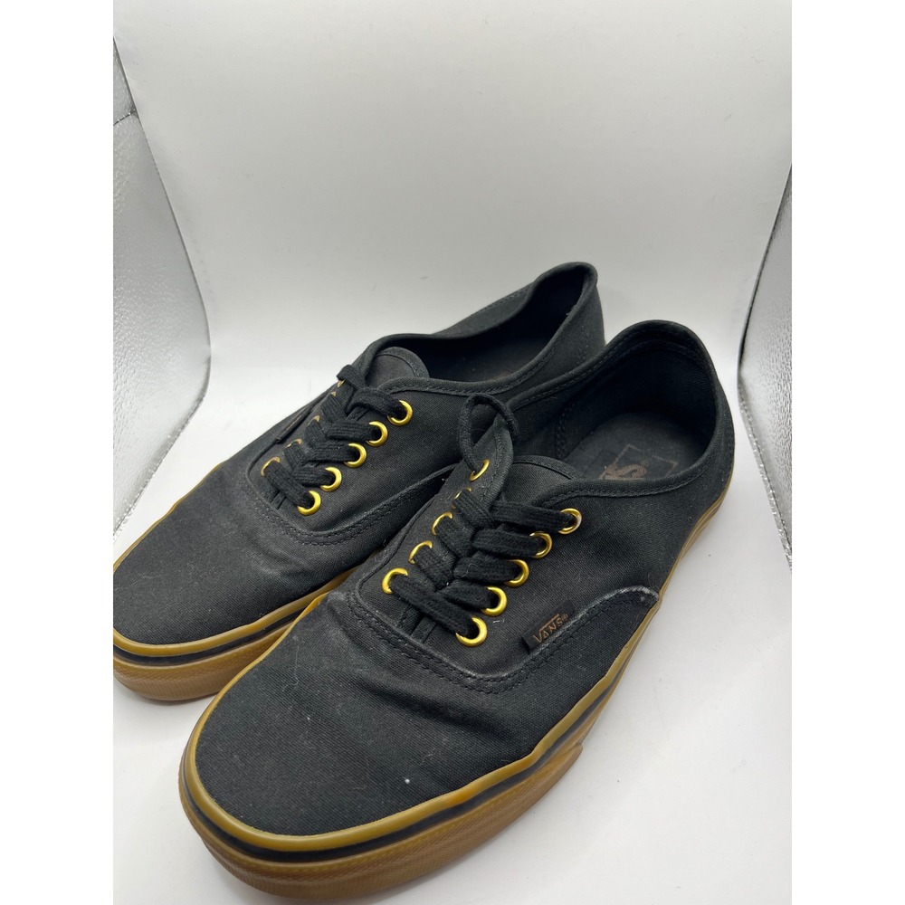 Vans Authentic‎ Black Gum Sole Canvas Sneakers Men US 7.5 Women US 9